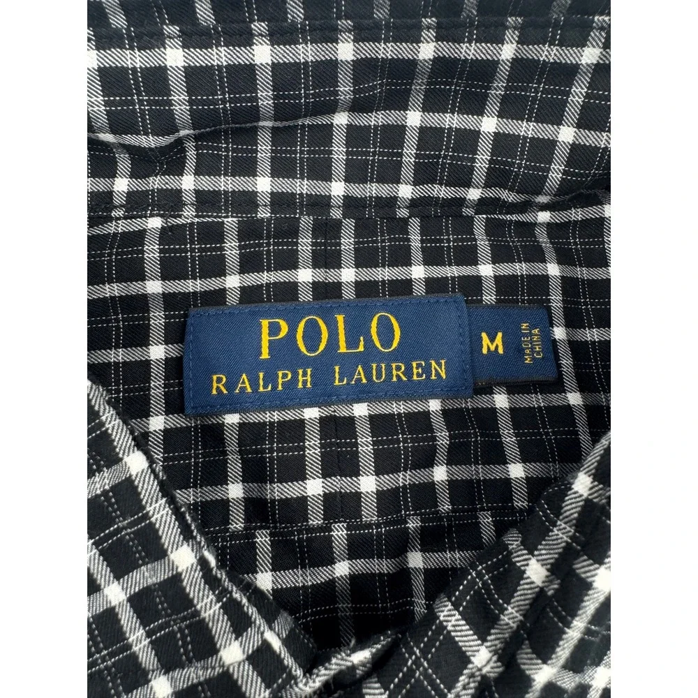 Polo Ralph Lauren Long Sleeve Button Down Shirt Men's M Black Plaid‎ Casual